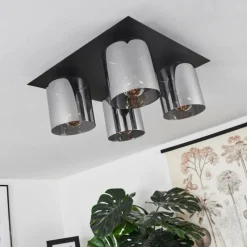 Suspension Verre Fumé-hofstein Plafonnier Klemtoo Noir, 4 lumières