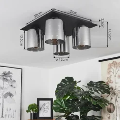 Suspension Verre Fumé-hofstein Plafonnier Klemtoo Noir, 4 lumières