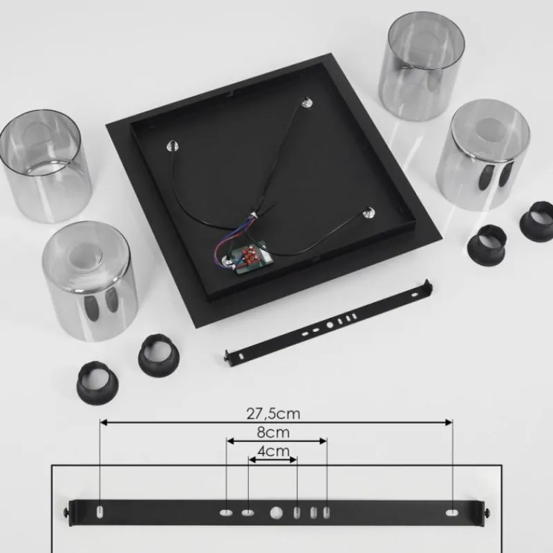 Suspension Verre Fumé-hofstein Plafonnier Klemtoo Noir, 4 lumières