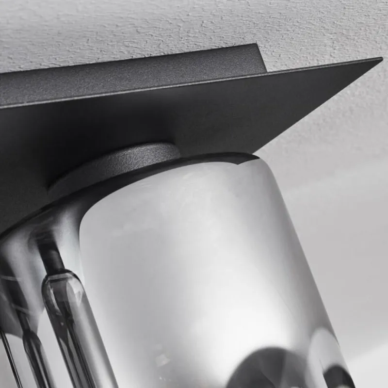 Suspension Verre Fumé-hofstein Plafonnier Klemtoo Noir, 4 lumières