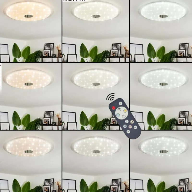 hofstein Plafonnier Klosters LED Blanc, 1 lumière, Télécommandes