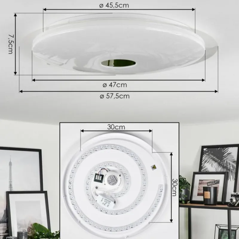 hofstein Plafonnier Klosters LED Blanc, 1 lumière, Télécommandes