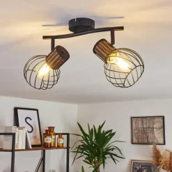 Lampes Vintages & Rétros-hofstein Plafonnier Koler Noir, 2 lumières