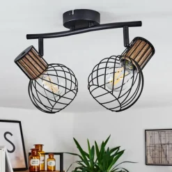 Lampes Vintages & Rétros-hofstein Plafonnier Koler Noir, 2 lumières