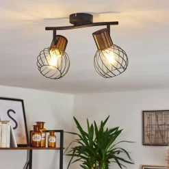 Lampes Vintages & Rétros-hofstein Plafonnier Koler Noir, 2 lumières