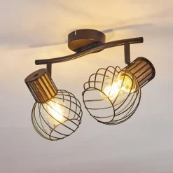 Lampes Vintages & Rétros-hofstein Plafonnier Koler Noir, 2 lumières