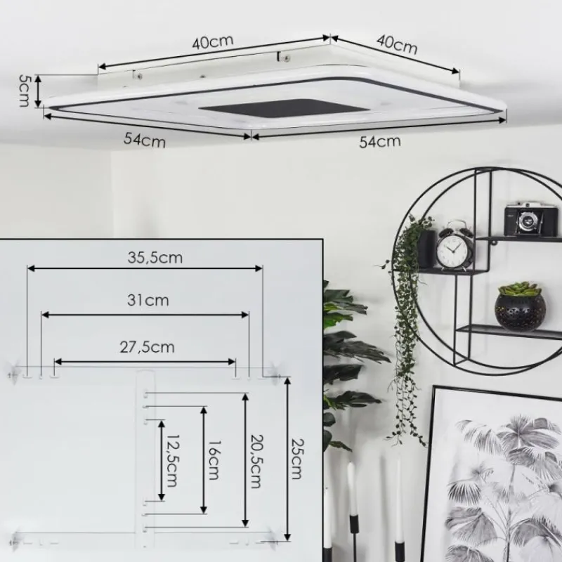 hofstein Plafonnier Kolo LED Blanc, 1 lumière, Télécommandes