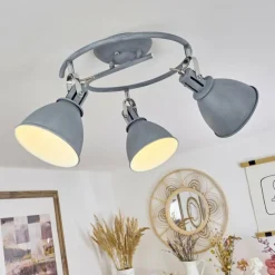 hofstein Plafonnier Koppom Bleu, Gris, 3 lumières* Spots Et Projecteurs