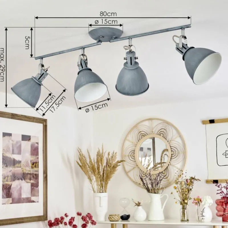 hofstein Plafonnier Koppom Bleu, Gris, 4 lumières