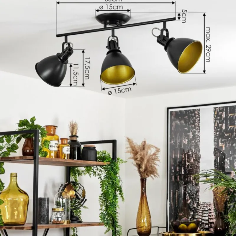 Lampes Industrielles-hofstein Plafonnier Koppom Noir, 3 lumières