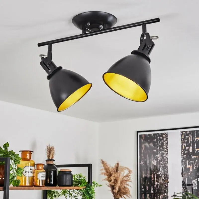 Lampes Dorées-hofstein Plafonnier Koppom Noir, 2 lumières