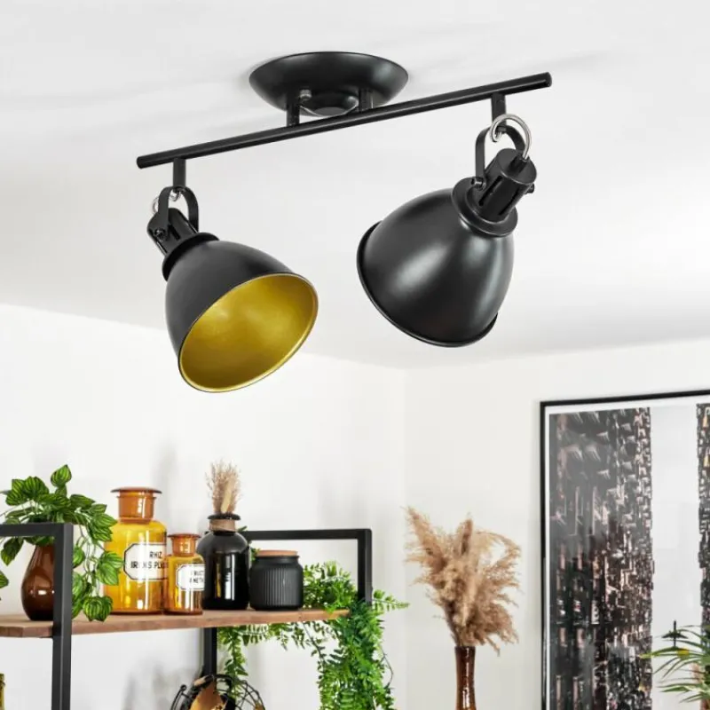 Lampes Dorées-hofstein Plafonnier Koppom Noir, 2 lumières