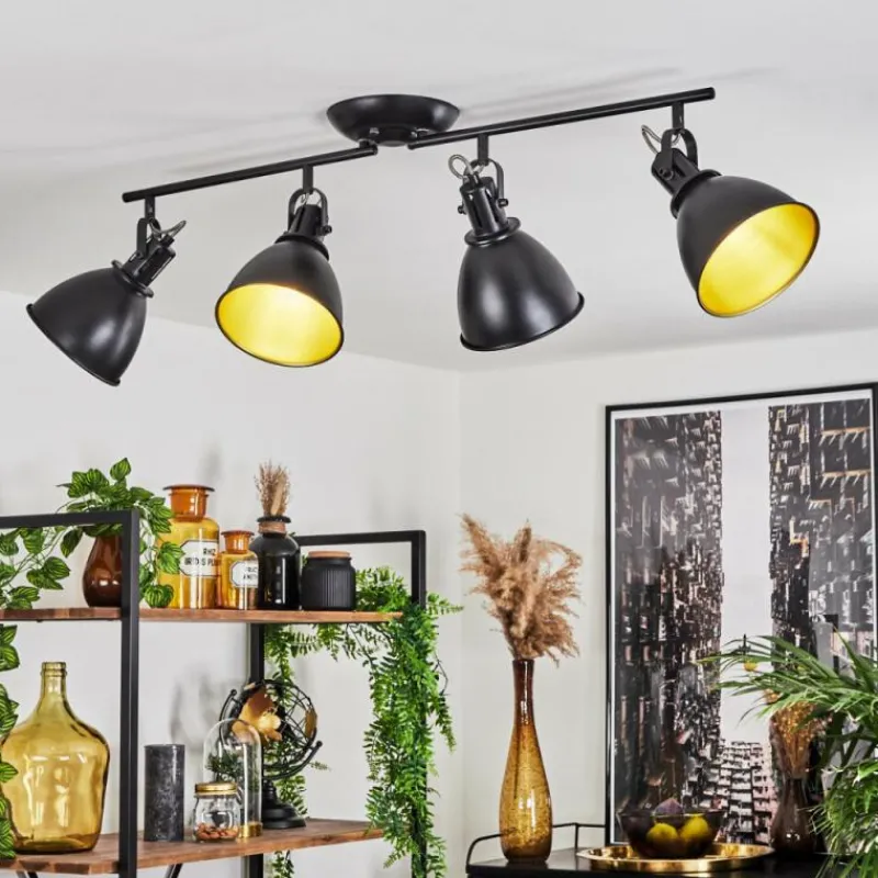 Lampes Dorées-hofstein Plafonnier Koppom Noir, 4 lumières