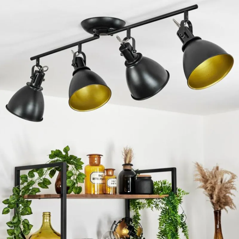 Lampes Dorées-hofstein Plafonnier Koppom Noir, 4 lumières