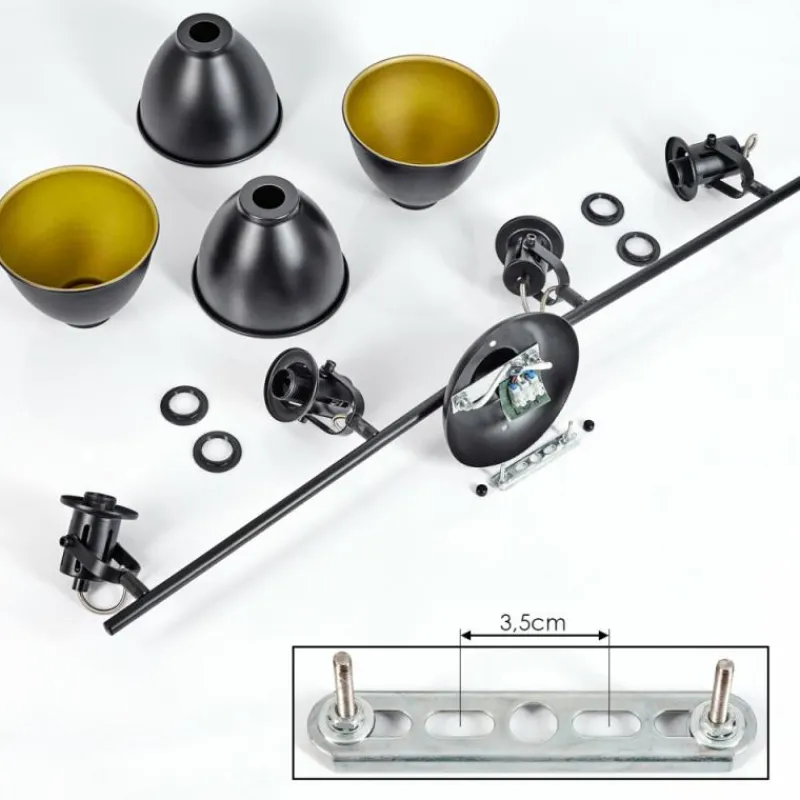 Lampes Dorées-hofstein Plafonnier Koppom Noir, 4 lumières