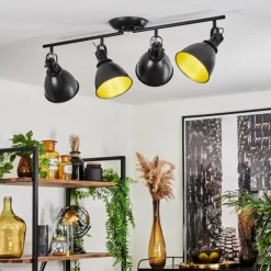 Lampes Dorées-hofstein Plafonnier Koppom Noir, 4 lumières