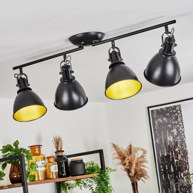 Lampes Dorées-hofstein Plafonnier Koppom Noir, 4 lumières