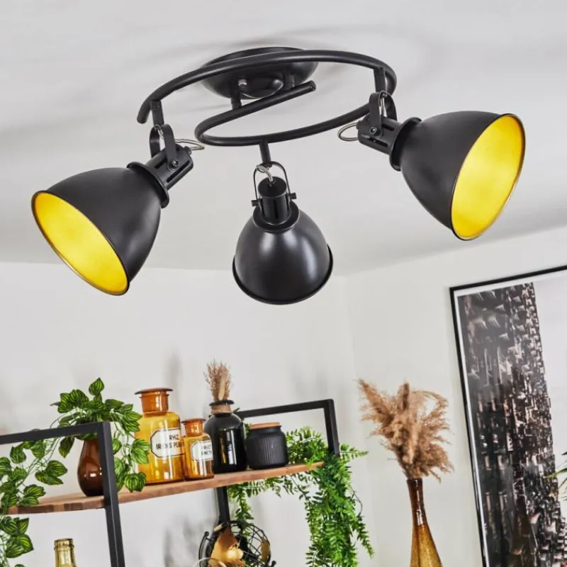 Lampes Dorées-hofstein Plafonnier Koppom Noir, 3 lumières