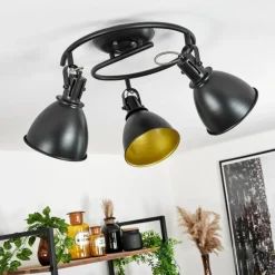 Lampes Dorées-hofstein Plafonnier Koppom Noir, 3 lumières