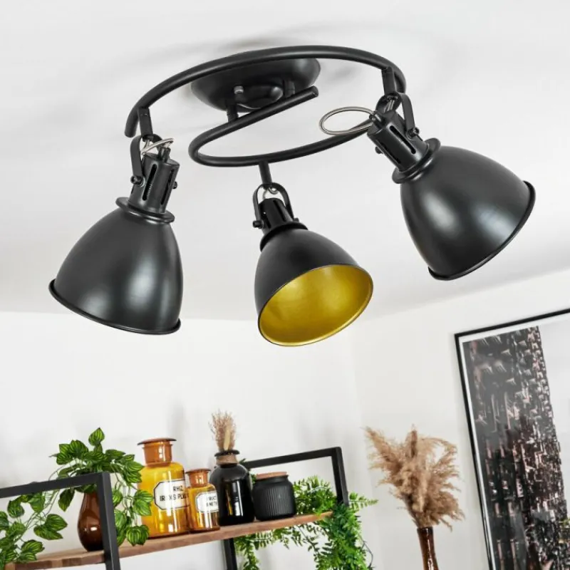 Lampes Dorées-hofstein Plafonnier Koppom Noir, 3 lumières