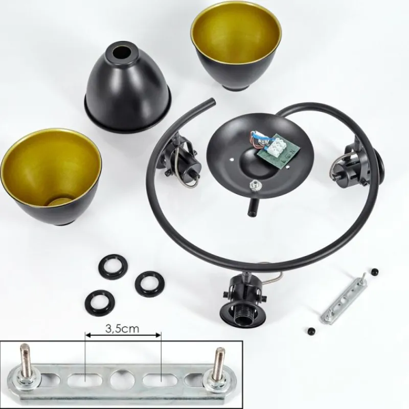 Lampes Dorées-hofstein Plafonnier Koppom Noir, 3 lumières