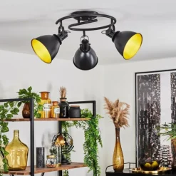 Lampes Dorées-hofstein Plafonnier Koppom Noir, 3 lumières