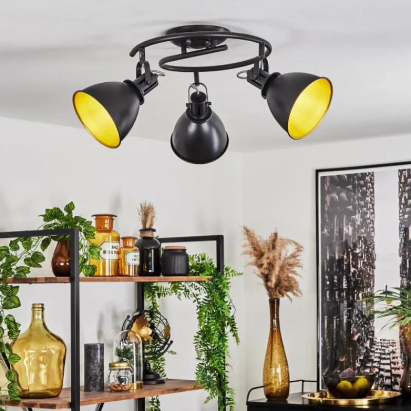 Lampes Dorées-hofstein Plafonnier Koppom Noir, 3 lumières