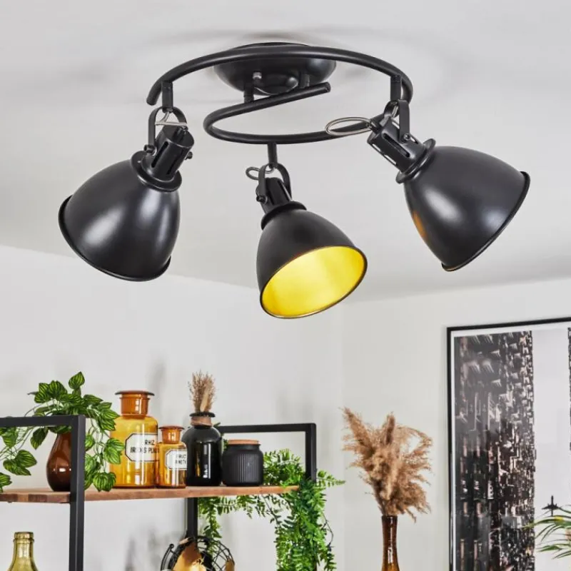 Lampes Dorées-hofstein Plafonnier Koppom Noir, 3 lumières