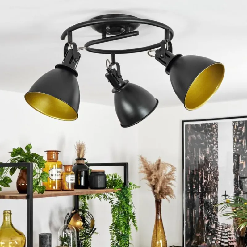 Lampes Dorées-hofstein Plafonnier Koppom Noir, 3 lumières