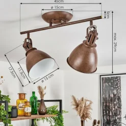 Lampes Industrielles-hofstein Plafonnier Koppom Rouille, 2 lumières