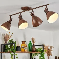 Lampes Industrielles-hofstein Plafonnier Koppom Rouille, 4 lumières