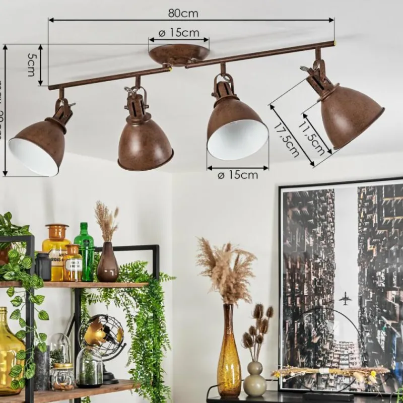 Lampes Industrielles-hofstein Plafonnier Koppom Rouille, 4 lumières