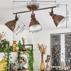 Lampes Industrielles-hofstein Plafonnier Koppom Rouille, 3 lumières