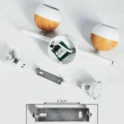 hofstein Plafonnier Kotaoa LED Bois clair, Blanc, 2 lumières