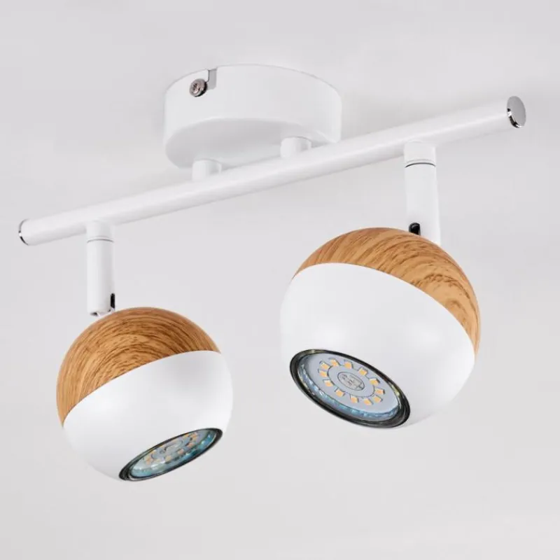 hofstein Plafonnier Kotaoa LED Bois clair, Blanc, 2 lumières