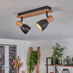 Luminaires Scandinaves-hofstein Plafonnier Kouek Écru, Noir, 2 lumières