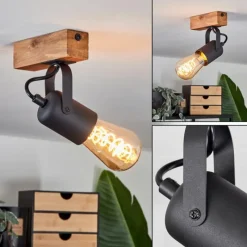 Luminaires Scandinaves-hofstein Plafonnier Kouk Écru, Noir, 1 lumière
