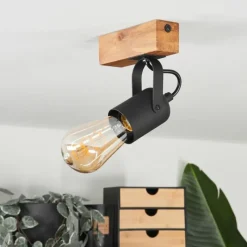 Luminaires Scandinaves-hofstein Plafonnier Kouk Écru, Noir, 1 lumière