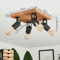 Luminaires Scandinaves-hofstein Plafonnier Kouk Écru, Noir, 4 lumières