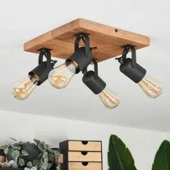 Luminaires Scandinaves-hofstein Plafonnier Kouk Écru, Noir, 4 lumières