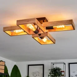 Luminaires Scandinaves-hofstein Plafonnier Kouk Écru, Noir, 4 lumières