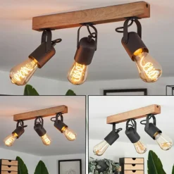 Luminaires Scandinaves-hofstein Plafonnier Kouk Écru, Noir, 3 lumières