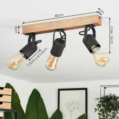 Luminaires Scandinaves-hofstein Plafonnier Kouk Écru, Noir, 3 lumières