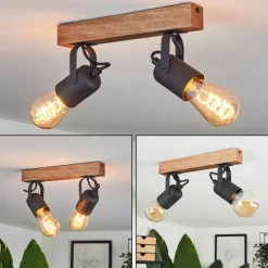 Luminaires Scandinaves-hofstein Plafonnier Kouk Écru, Noir, 2 lumières