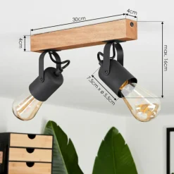 Luminaires Scandinaves-hofstein Plafonnier Kouk Écru, Noir, 2 lumières