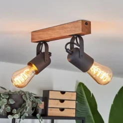 Luminaires Scandinaves-hofstein Plafonnier Kouk Écru, Noir, 2 lumières