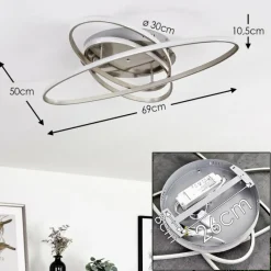 hofstein Plafonnier Krabi LED Nickel mat, 3 lumières, Télécommandes