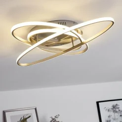 hofstein Plafonnier Krabi LED Nickel mat, 3 lumières, Télécommandes