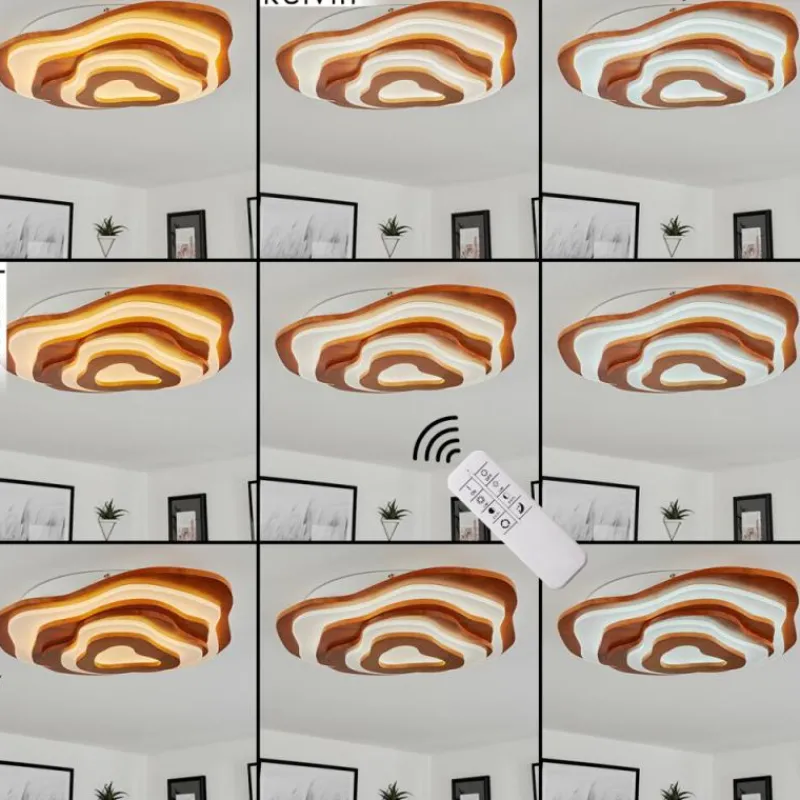 Lampes En Bois-hofstein Plafonnier Krieng LED Écru, Blanc, 1 lumière, Télécommandes