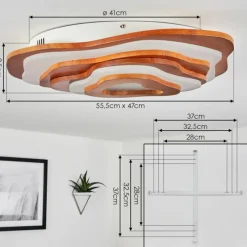 Lampes En Bois-hofstein Plafonnier Krieng LED Écru, Blanc, 1 lumière, Télécommandes